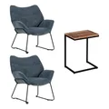 Produktbild: MR. DEKO Sessel Wohnzimmer | Sessel-Set Aliano Blau | Beistelltisch Materos | 2 Relaxsessel |Zwei Lesesessel | Lounge Sessel | Cocktailsessel | Ohrensessel | Leseecke