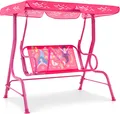 Produktbild: COSTWAY Kinder Hollywoodschaukel, 2-Sitzer Kinderschaukel mit verstellbarem Sonnendach & Sicherheitsgurten, Gartenschaukel für Kinder Rosa