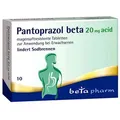 Produktbild: Pantoprazol beta 20 mg acid magensaftres.Tabletten 10 St