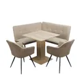 Produktbild: HTI living Sitzgruppe Taupe/Cord Joschka Esstisch Eckbank und Esszimmerstühle in Cord