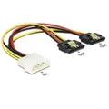 Produktbild: Delock Kabel Power Molex 4 Pin Stecker > 2 x SATA 15 Pin Buchse Metall 20 cm, sc
