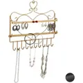 Produktbild: Relaxdays - Schmuckhalter Wand, Für Ketten, Ohrringe & Armbänder, Schmuckhaken Herzform, Hxbxt 30 X 36,5 X 3,5 Cm, Gold