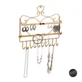 Produktbild: Relaxdays Schmuckhalter Wand, für Ketten, Ohrringe & Armbänder, Schmuckhaken Herzform, HxBxT 30 x 36,5 x 3,5 cm, gold