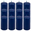 Produktbild: Stumpenkerze Höhe 11,5 cm Ø 6 cm lange Brenndauer Rund-Kerze Säulenkerzen Kerzen-Deko Tafelkerzen Weihnachts-Kerzen Hochzeit (blau, 12)