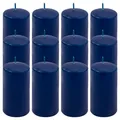 Produktbild: 12er Set Stumpenkerze blau Höhe 11,5 cm Ø 6 cm lange Brenndauer Rund-Kerze Xmas