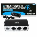Produktbild: XTRAPOWER Zigarettenanzünder Verteiler Auto KFZ Adapter 3-Fach Splitter mit USB