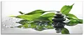 Produktbild: ARTland Wanddeko Glasbilder Wandbild Glas Bild einteilig 125x50 cm Querformat Asien Wellness Zen Steine Spa Blätter Reflektion Entspannung S7LT