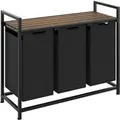 Produktbild: Tectake Wäschesortierer  Industrial Style  2 Oder 3 Ausziehbare Fächer Holz und Stahl 34 x 93 5 x 72 cm 34 x 93 50 x 72 cm Schwarz Braun