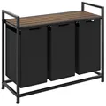 Produktbild: Wäschesortierer mit Ablage, Industrial Style Wäschekorb schwarz/braun B-Ware