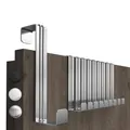 Produktbild: 4smile Türhaken zum Einhängen, Fb. Silber - 10er-Set Edelstahl Kleiderhaken Tür, einzeln verwendbar - Flexible Haken zum Einhängen, stabile Türhakenleiste, universelle Türgarderobe
