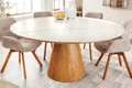 Produktbild: riess-ambiente Esstisch UNIQUE 120cm weiß / natur · runder Küchentisch mit Keramik-Platte (Einzelartikel, 1-St), 4 Personen · Säulenfuß · Eiche-Echtholzfurnier · Marmor-Design