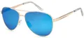 Produktbild: styleBREAKER polarisierte Flieger Sonnenbrille, Pilotenbrille mit Federscharnier, Etui und Putztuch, Unisex 09020046, Farbe:Gestell Hellgold/Glas Blau-Lila verspiegelt