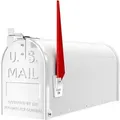 Produktbild: Us Mailbox weiß 180 x 220 x 480 mm, amerikanischer Briefkasten mit Fahne, Wandbriefkasten oder Standbriefkasten Stahl amerikanisches Design - Wiltec