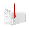 Produktbild: Wiltec US Mailbox weiß 150 x 513 x 223 mm, amerikanischer Briefkasten mit Fahne, Wandbriefkasten oder Standbriefkasten Stahl amerikanisches Design
