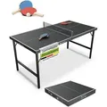 Produktbild: Juskys Mini Tischtennisplatte Flexi mit Zubehör - klappbar - Zuhause & unterwegs - Schwarz - Schwarz/Silber