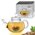 Produktbild: Creano Teekanne aus Glas 0,8l - Glasteekanne mit Glas-Sieb und Deckel - Teepresse ideal zur Zubereitung von Losen Tees - tropffrei
