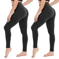 Produktbild: 2er Pack Leggings Damen Schwarz High Waist Sport Leggins Blickdicht Sporthose...