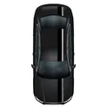 Produktbild: Rennstreifen Racing Stripes 5mx15cm und 10mx5cm Rallystreifen Viperstreifen für Fahrzeuge Auto Kfz Zubehör Tuning Streifen für Motorhaube Dach Heck (Schwarz Glanz/Silber metallic)