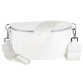 Produktbild: MIRROSI® Bauchtasche Damen, Echtleder, Made in Italy, Umhängetasche, Brusttasche, Crossbody Bag (1 Tasche & 2 Gurte) (Weiß (Einfarbig Weiß), Große Tasche (28x18x9cm))