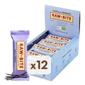Produktbild: RAWBITE VANILLA BERRIES in der 12er Box - Vegan, glutenfrei & ohne Zuckerzusatz (Enthält von Natur aus Zucker - Bio Frucht-Nuss-Riegel mit Vanille & Beeren (12 x 50 g)