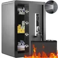 Produktbild: VEVOR Safe Tresor 62,3 cm3, Möbeltresor mit Feuerfester Geldtasche, Passwort & Schlüssel & Fingerabdruck Herausnehmbares Regal, Innenschrank, Wandt