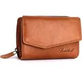 Produktbild: Benthill Damen Geldbörse Echt Leder - Portemonnaie mit RFID Schutz - Portmonee viele Kartenfächer - Echtleder Vintage Damenbörse inkl. Geschenkbox - Braun