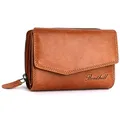 Produktbild: Benthill Damen Geldbörse Echt Leder - Portemonnaie mit RFID Schutz - Portmonee viele Kartenfächer - Echtleder Vintage Damenbörse inkl. Geschenkbox, Farbe:Braun