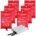 Produktbild: Löschdecke für küche - 6 Packung Feuerlöschdecke DIN EN 1869:2019 Sicherheit Glasfaser Brandschutzdecke für Fettbrände Auto Schule Kamin Grill Büro Garage Schweißen Lager 1,0m x 1,0m