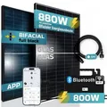 Produktbild: SUNNIVA® Balkonkraftwerk Black Frame BIFACIAL 880/800W Solaranlage, mit Astro Energy Micro Wechselrichter, 5m Kabel, WiFi Bluetooth