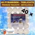 Produktbild: TEELICHTE - PYRAMIDEN TEELICHT KERZEN - PREMIUM - 40 STÜCK - EWA Teelichter Alu