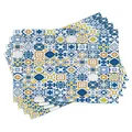 Produktbild: ABAKUHAUS Gelb und Blau Platzmatten, Mosaik Azulejo, Waschbare Stoff Esszimmer Küche Tischdekorations Digitaldruck, Gelb
