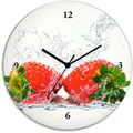 Produktbild: Artland Wanduhr Erdbeeren mit Spritzwasser (wahlweise mit Quarz- oder Funkuhrwerk, lautlos ohne Tickgeräusche)