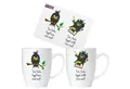 Produktbild: BRUBAKER Tasse 2er Set Kaffeetasse Der frühe Vogel, 4-tlg., Keramik, Kaffeebecher in Geschenkpackung - Becher mit Grußkarte und Spruch