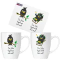 Produktbild: 2 Kaffee Becher mit Spruch Der frühe Vogel Tassen Lustige Geschenke Morgenmuffel