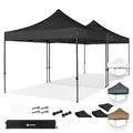Produktbild: Pavillon Easy-Up 3 x 3 m – Gartenzelt mit Stahlrahmen, wasserdichte Plane, UV-Schutz 50+, Transporttasche mit Rädern – modular und erweiterbar (6x3m, Schwarz)