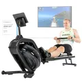 Produktbild: Skandika Wasserrudergerät Nemo IV | Wasser Rudergerät für Zuhause in Studio Qualität durch TÜV Süd geprüft, Kinomap, Tablet Halterung, aufstellbar | Rudermaschine mit Wasserwiderstand (Schwarz)