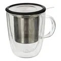 Produktbild: Becher mit Sieb 300ml Glas rostfreier Stahl transparent Kaffeebecher Trinkbecher