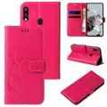 Produktbild: LBH Handy Hülle für Samsung Galaxy A20e Case Handytasche Schmetterling Blumen Flower Standfunktion Schutzhülle Magnet Rundum Schutz 360 Grad Flipcase Cover Pink