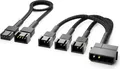 Produktbild: deleyCON 15cm 2-Pin Molex 12V Lüfter Y-Kabel Verteilerkabel auf 3x 3-Pin Stecker (2-polig) + 30cm PWM Lüfter Verlängerungskabel 4-Pin - 3 Gehäuselüfter an ein Netzteil - Schwarz