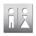 Produktbild: WC-Türschild, 16 x 16 cm, Damen Herren Toilette, Edelstahl matt selbstklebend ohne Bohren einfach anzubringen, Toilettenschild-Aufkleber Piktogrammschild, gut sichtbar, eindeutig - PHOS Design