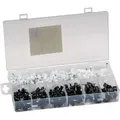 Produktbild: Easywork - 338 Teiliges Nagelschellen Sortiment Schwarz Weiß 4-12mm Kabelschellen Box