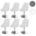 Produktbild: 6er-Set Drehstuhl Malmö T501, Stuhl Küchenstuhl, höhenverstellbar, Kunstleder ~ weiß, Chromfuß