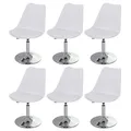 Produktbild: Mendler 6er-Set Drehstuhl Malmö T501, Stuhl Küchenstuhl, höhenverstellbar, Kunstleder - weiß, Chromfuß
