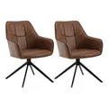 Produktbild: WOLTU Esszimmerstühle drehbar 2er Set, für Esszimmer Wohnzimmer Küche, Küchenstühle gepolstert mit Armlehnen, Metallbeinen, aus Vintage Kunstleder, Hellbraun