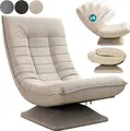Produktbild: CASARIA® Sessel verstellbare Rückenlehne 360° Drehbar Klappbar 150kg Belastbarkeit 60x105x87cm Gepolstert Wohnzimmer Gaming Relax Boden Lounge Sessel Beige