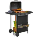 Produktbild: Gasgrill 7 KW Grillwagen inkl 3 Brenner Seitenkocher Rolle Deckel Schwarz