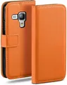 Produktbild: moex Handyhülle für Samsung Galaxy S3 Mini Hülle Klappbar Book Case Orange 4 Zoll, Klapphülle Kartenfach Flip Cover Handytasche Leder Optik Schutzhülle