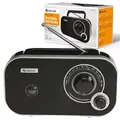 Produktbild: Denver TR-51W FM Koffer Radio – Tragbares Retro Mini Radio mit analoger Sendersuche – Netz- und Batteriebetrieb – Kompakte Bauweise und klarer Klang