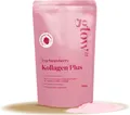 Produktbild: Glow25® Collagen Plus Typ Strawberry [450g] – Kollagen Hydrolysat mit Vitamin C, Zink und Biotin – Peptide Typ 1 und 3