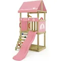 Produktbild: Klettergerüst Spielturm DinkyHouse für Kleinkinder mit Rutsche und Kletterleiter – Pastellpink - Wickey